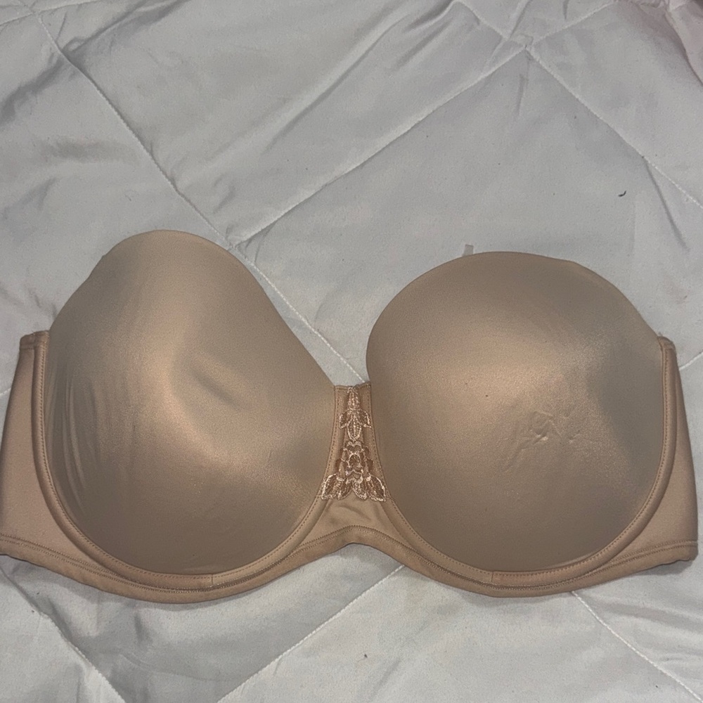 Vanity Fair 42D Strapless Underwire Bra Nude Beige Full Coverage Support Bra